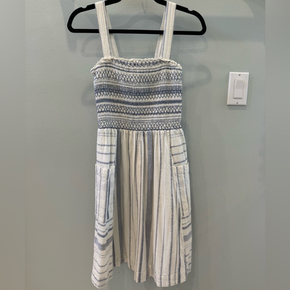 Fat Face Blue and White Smocked Dress